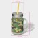 Bank Glass Militari, 450 ml, 10 × 7.5 × 13 cm, with a handle, a lid and a tube