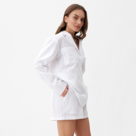 Female pajamas (shirt and shorts) KAFTAN LINEN, R.48-50, White-3