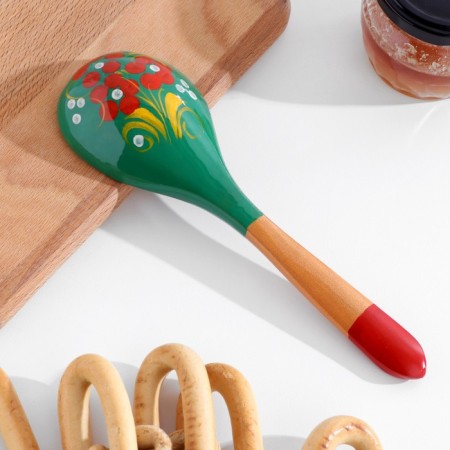 Spoon "Zelenushka", salad, 6 × 21, Khokhloma-8