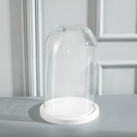 Glass dome -slosh on a wooden stand "Vincent - 1", 25x15 cm, white-2