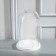 Glass dome -slosh on a wooden stand "Vincent - 1", 25x15 cm, white
