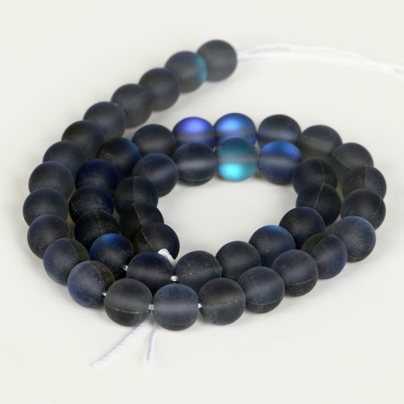 Busins ​​made of natural stone "Cat Eye", set 46 pcs., Size 1 pc. -8 mm, matte dark blue-2