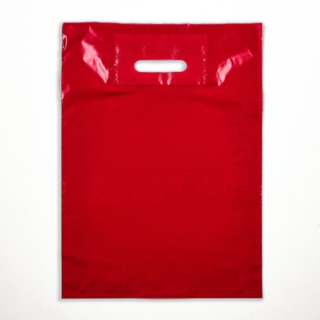 Polyethylene package with a cut with a reinforced handle, fuchsia 30 x 40 cm, 50 μm