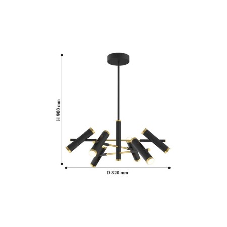 Duplex chandelier, 12x3W LED, 4000K, black color-1