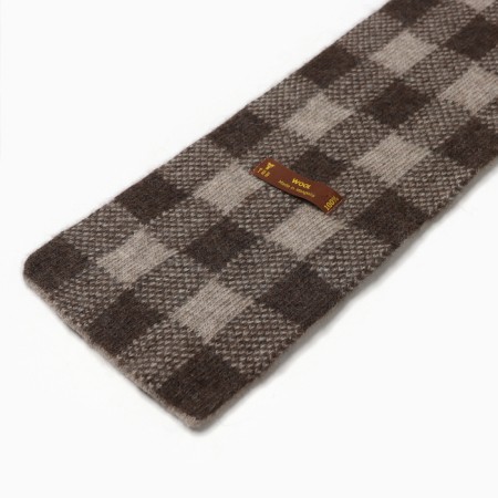 Mongol wool of chocolate "chess", gray/brown color-2