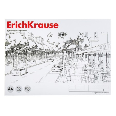 Album for drawing A4, 10 sheets, block 200 g/m², glue, Erichkrause, vertical frame