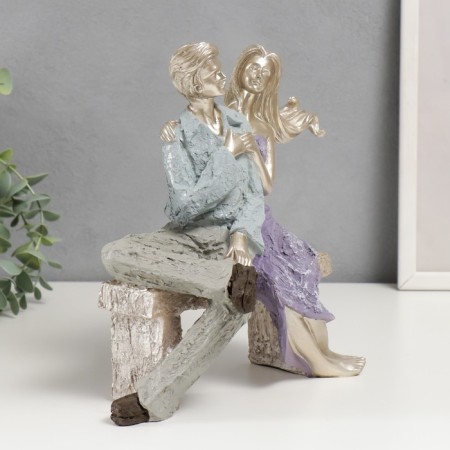 Polystone souvenir "Lovers on benches" 22.5x19x11 cm-1