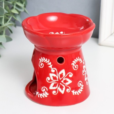 Aroma lamp ceramics "Flowers and twigs" mix 10x10x10.5 cm-4