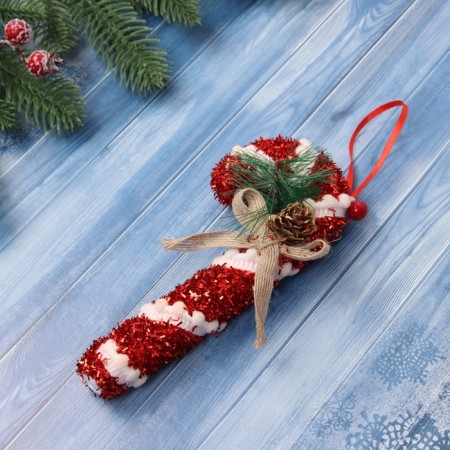 Christmas tree decoration "New Year's lollipop" 18x7.5 cm, red-white-1