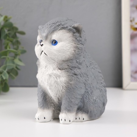 Piggy bank "Vaska kitten" gray, height 15.5 cm, width 10 cm, length 13.5 cm-4