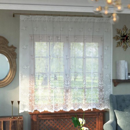 Tulle to the kitchen without curtain tape, 180x165 cm, white color, 100% polyester