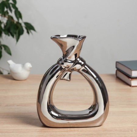 VAZA Ceramics Table "Shein" d ot - 3 cm, 19x15 cm, silver-2