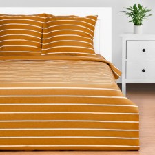 Bed linen Ethel duet Mustard Stripes 143x215sm-2pcs, 220x240cm, 70x70cm-2pcs, 100% cotton, Poplin