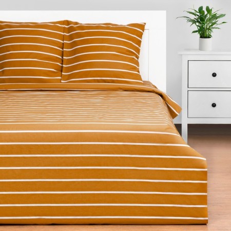Bed linen Ethel duet Mustard Stripes 143x215sm-2pcs, 220x240cm, 70x70cm-2pcs, 100% cotton, Poplin