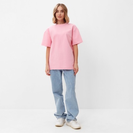 Women's T-shirt Minaku Oversize Fit: Light pink color, river 48-1