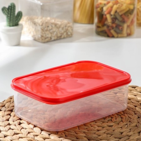 A set of food rectangular fodder containers, 3 pcs: 150 ml, 500 ml, 1.2 l, red color-1
