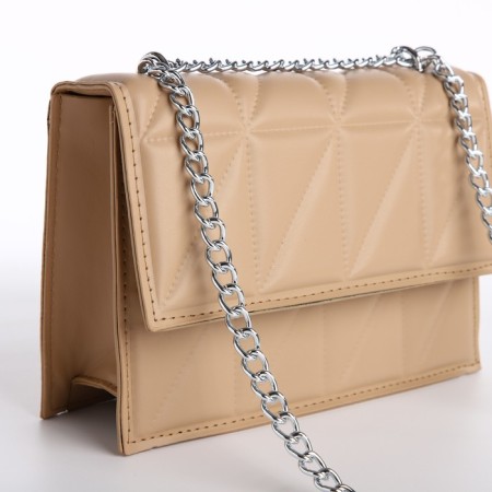 Women's bag on the valve, 22x15x6 cm, beige color-3