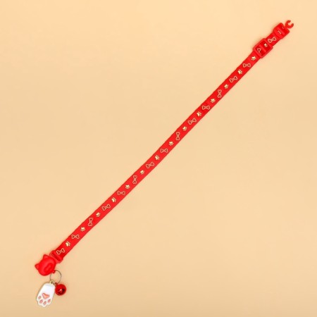 Fly collar "paw" luminous, with a bell and suspension, 30 x 1 cm, polyester, red 1067108-4