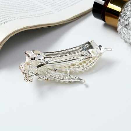 Hair hair clip "Helayed" Firebird, 9 cm, silver-white-1