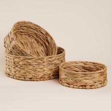 A set of storage of manual weaving, water hyacinth, 3 pcs: from 21x21x7 to 29x29x11 cm