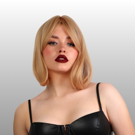 Artificial wig, with a bang, imitation of the skin, 30 cm, color blond-1
