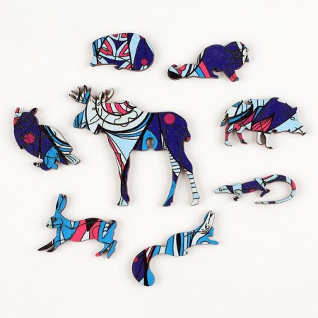 Puzzle wooden figured "Wolf", in the frame-7