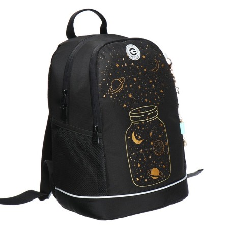 School backpack, 38 x 28 x 18 cm, Grizzly, ergonomic back, laptop department, black-1