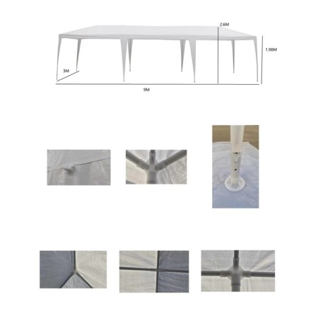 Sadovy tent 9*3m white, open-3