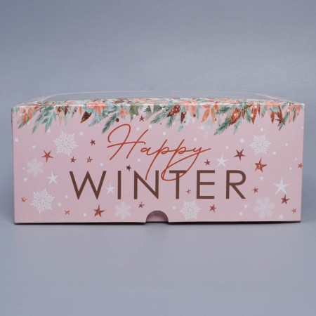 Folding box for 6 cupcakes with the Happy Winter window, 25 x 17 x 10 cm, New Year-3