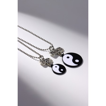 Kulons "Demetrons" yin-yang, black and white color in silver, 44 cm-2
