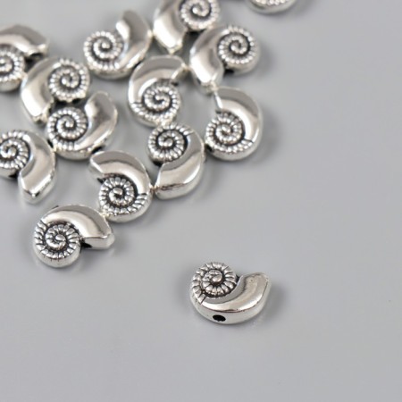 Bead for creativity metal "shell" silver 0.8x1 cm
