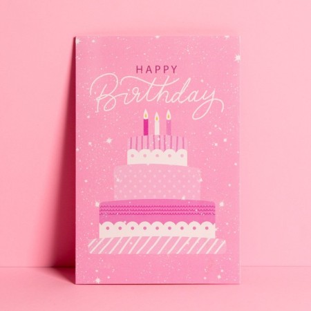 Middle Card "Birthday", Cake, 12 × 18 cm-1