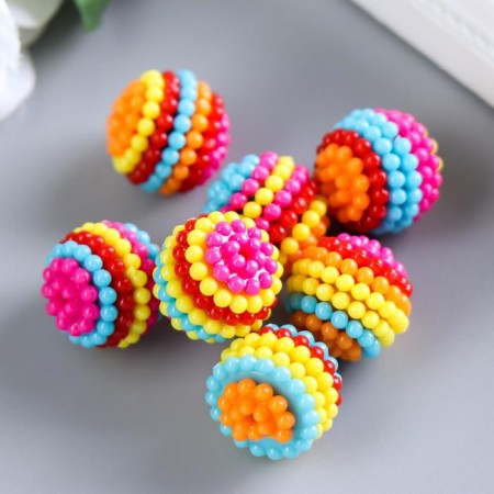 Beads for creativity plastic "Ribbed striped" set 15 grams d = 2 cm