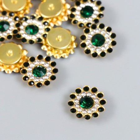 Decor for creativity plastic "Flower-sun emerald" set of 12 pcs 1.4x1.4 cm