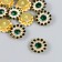 Decor for creativity plastic "Flower-sun emerald" set of 12 pcs 1.4x1.4 cm
