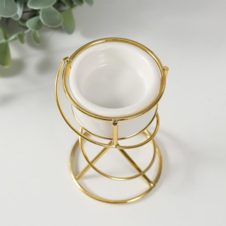 Ceramics candlestick, 1 candle “spiral” white with gold 6.8x6.7x11.3 cm-4