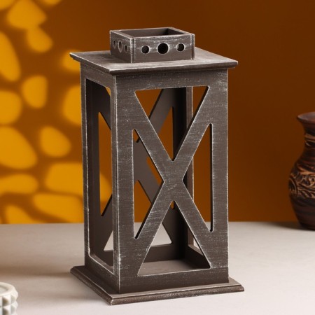 Kashpo wooden "Lantern. Provence" 17x17x31 cm brown-1