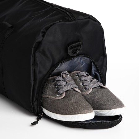 Road bag on lightning, external pocket, shoe detachment, suitcase holder, long belt, black color-4