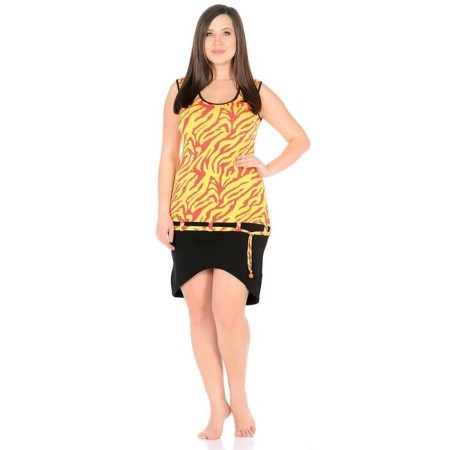 Women's dress, size 50, yellow-red color