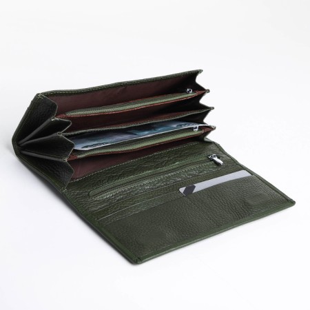 Women's wallet on magnet, green color-3
