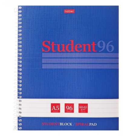 A notebook of 96 sheets in a ruler on the crest "Student. Blue", cover Combined cardboard, matte lamination, embossing, offset unit