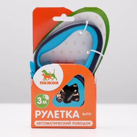 Roulette "Piggon" with a rubberized handle, 3 m, up to 15 kg, cable, gray-blue-3