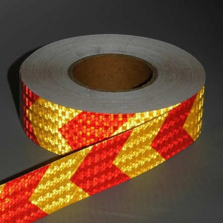 Reflective tape, self-adhesive, yellow-red, 5 cm x 45 m