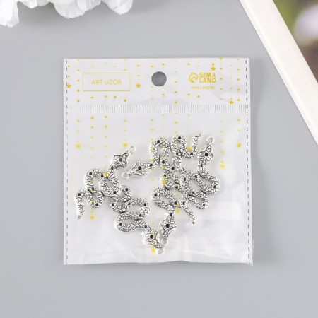 Decor for creativity Metal "Serpent" silver 5x2.1 cm-3
