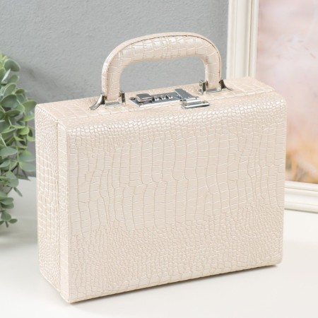 Casket to the leatherette for jewelry "Case. Crocodile leather" beige 18.5x24x9 cm