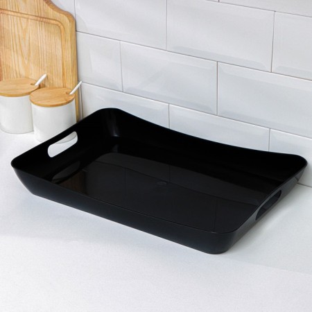Tray with handles, 42.2 × 28.2 × 5.2 cm "Rondo", color black-1