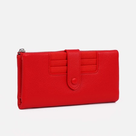 Women's wallet on the button, red color