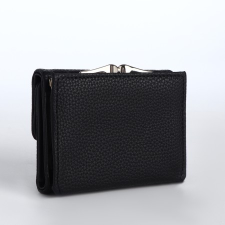 Women's wallet on the button, black color-1