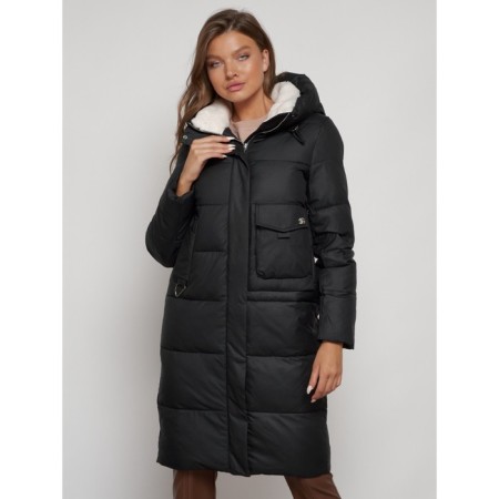 Coat insulated winter female, size 44, black color-10