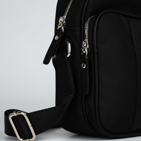 Male bag over the shoulder, Textura, artificial leather, black color-4